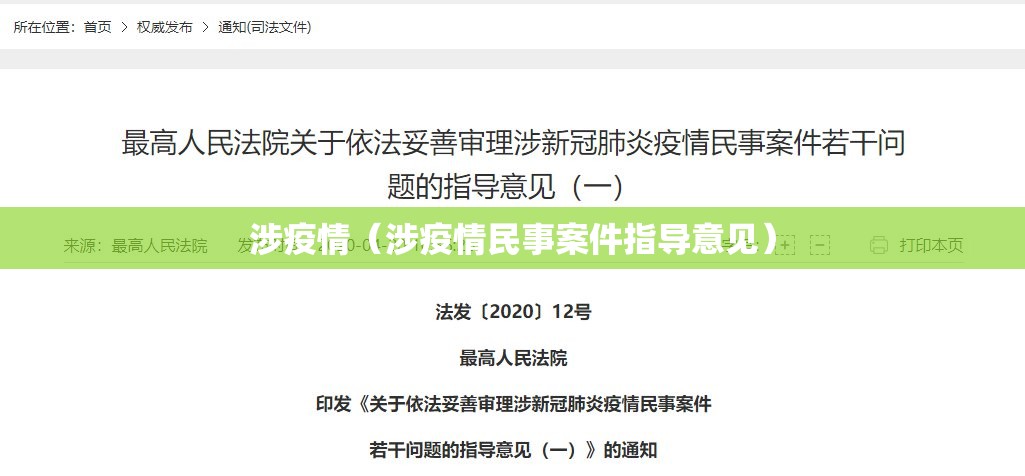 涉疫情(涉疫情民事案件指导意见) 涉疫情(涉疫情民事案件指导意见)