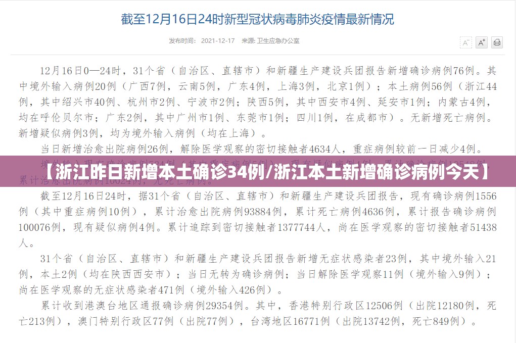 【浙江昨日新增本土确诊34例/浙江本土新增确诊病例今天】