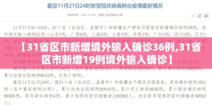 【31省区市新增境外输入确诊36例,31省区市新增19例境外输入确诊】 【31省区市新增境外输入确诊36例,31省区市新增19例境外输入确诊】