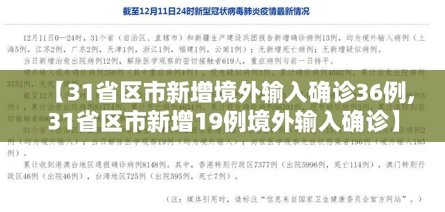 【31省区市新增境外输入确诊36例,31省区市新增19例境外输入确诊】 【31省区市新增境外输入确诊36例,31省区市新增19例境外输入确诊】