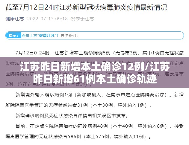 江苏昨日新增本土确诊12例/江苏昨日新增61例本土确诊轨迹 江苏昨日新增本土确诊12例/江苏昨日新增61例本土确诊轨迹
