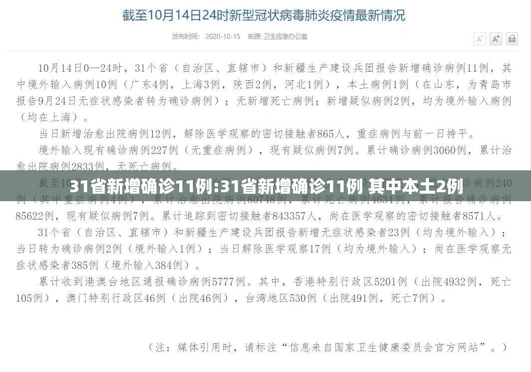 31省新增确诊11例:31省新增确诊11例 其中本土2例