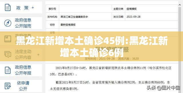 黑龙江新增本土确诊45例:黑龙江新增本土确诊6例