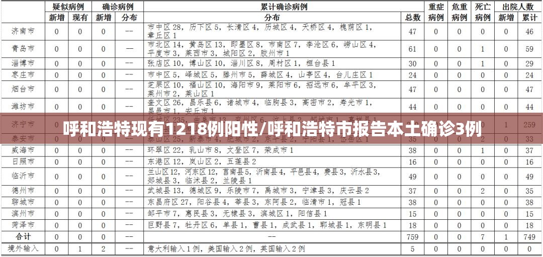 呼和浩特现有1218例阳性/呼和浩特市报告本土确诊3例 呼和浩特现有1218例阳性/呼和浩特市报告本土确诊3例