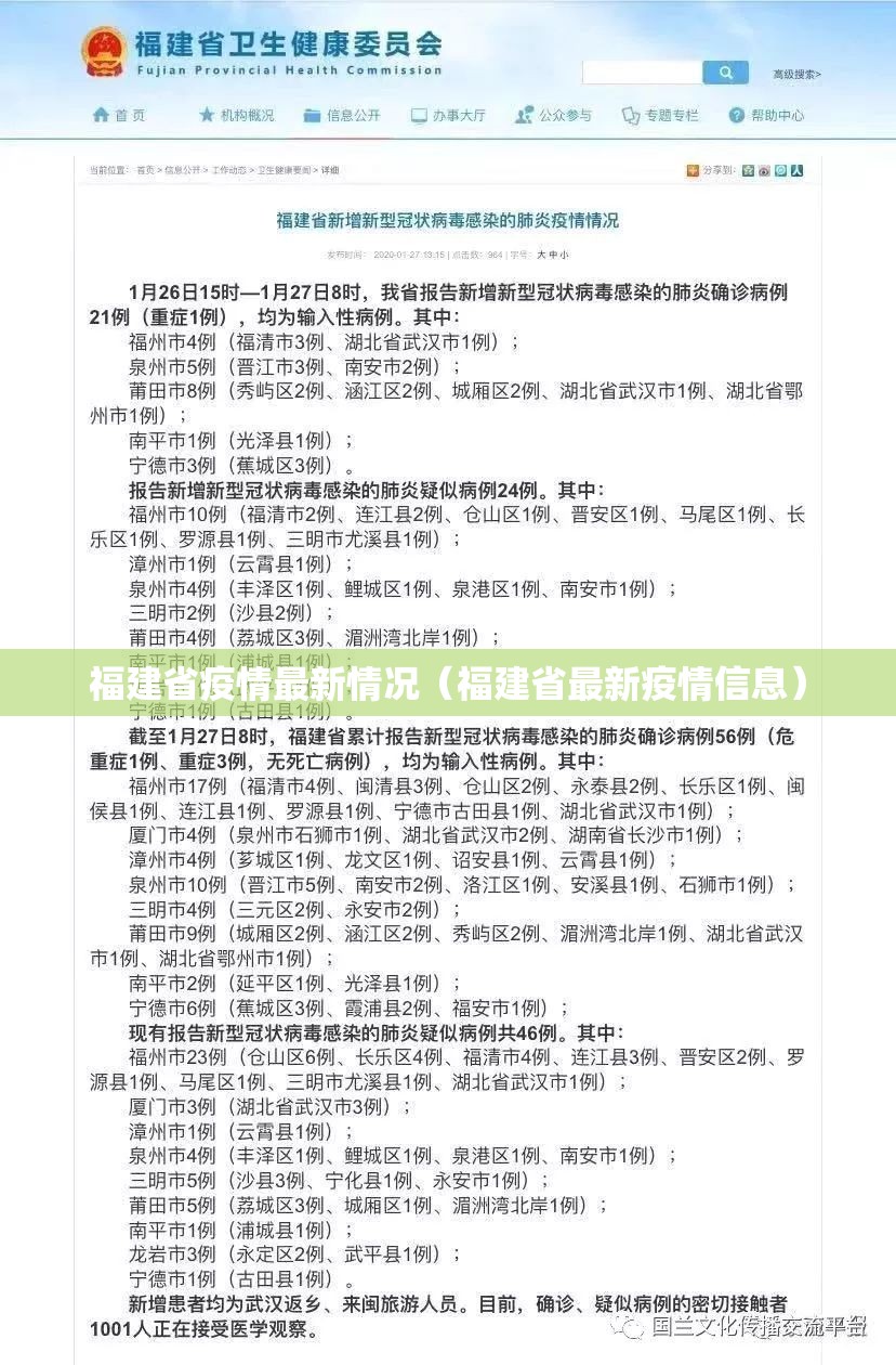 福建省疫情最新情况（福建省最新疫情信息）