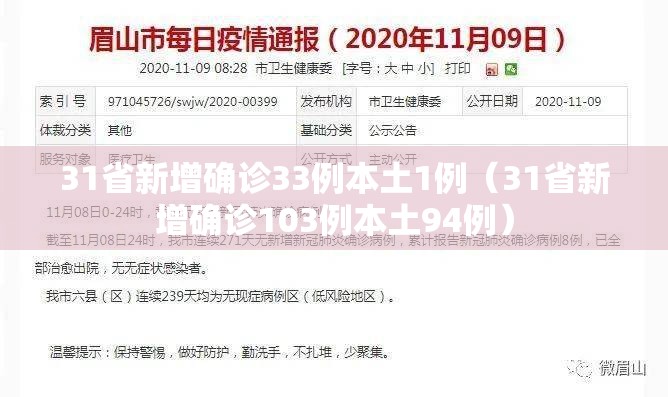 31省新增确诊33例本土1例（31省新增确诊103例本土94例）