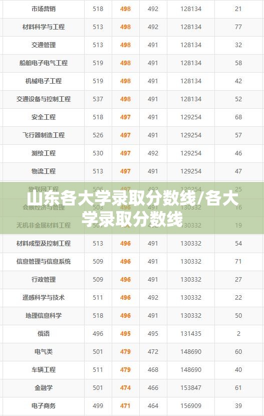 山东各大学录取分数线/各大学录取分数线