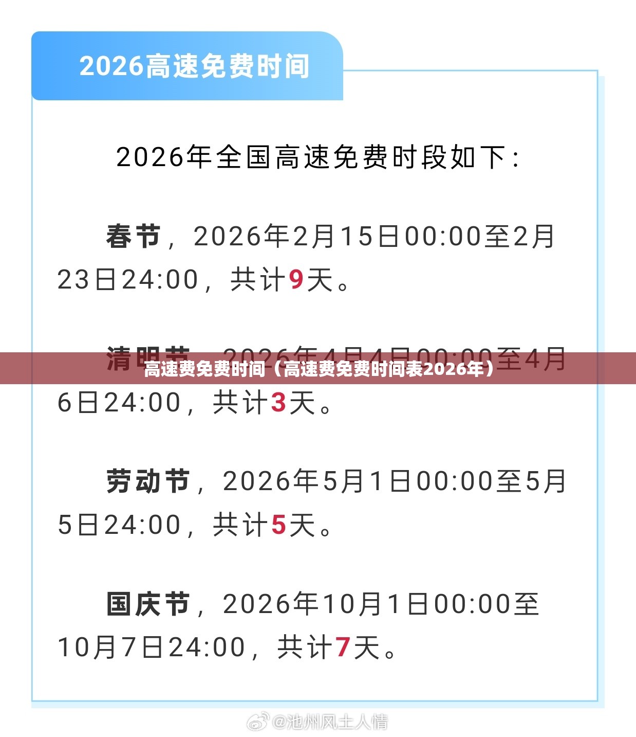 高速费免费时间（高速费免费时间表2026年）