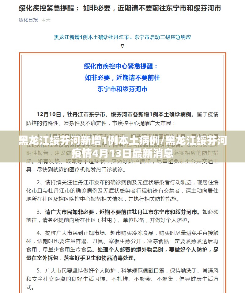 黑龙江绥芬河新增1例本土病例/黑龙江绥芬河疫情4月13日最新消息