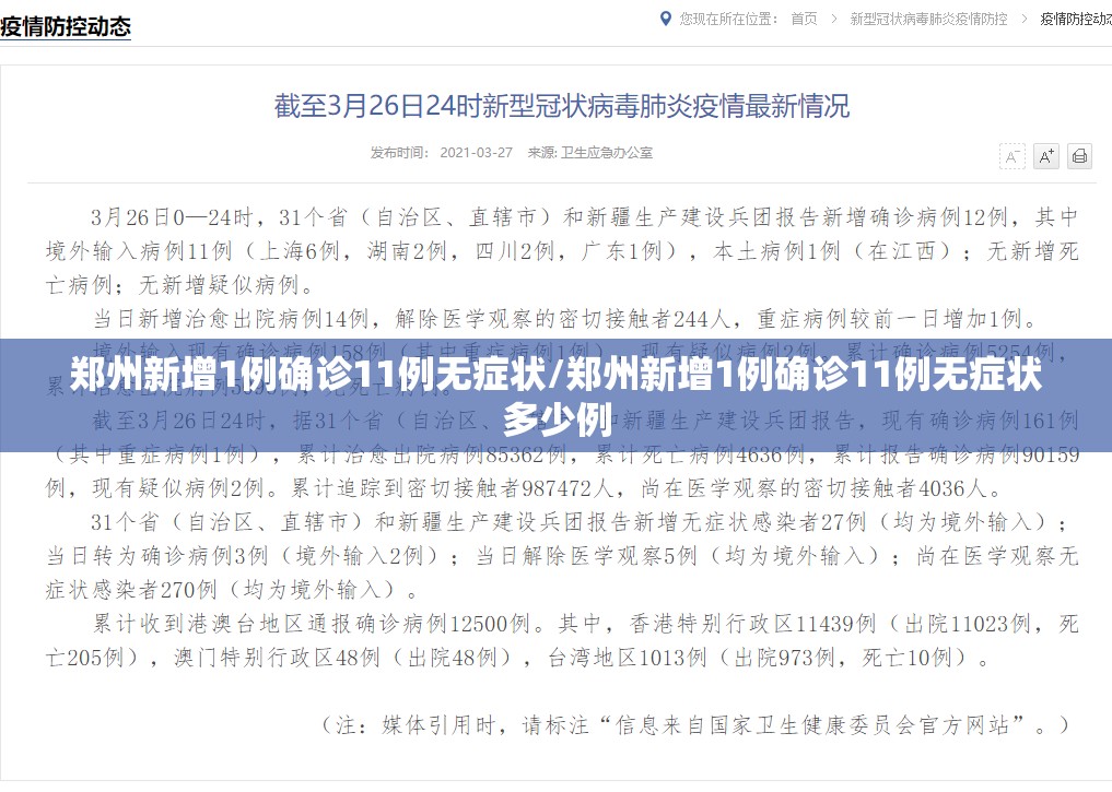 郑州新增1例确诊11例无症状/郑州新增1例确诊11例无症状多少例