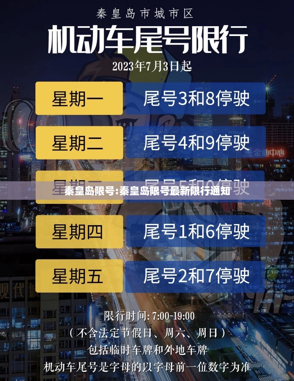 秦皇岛限号:秦皇岛限号最新限行通知