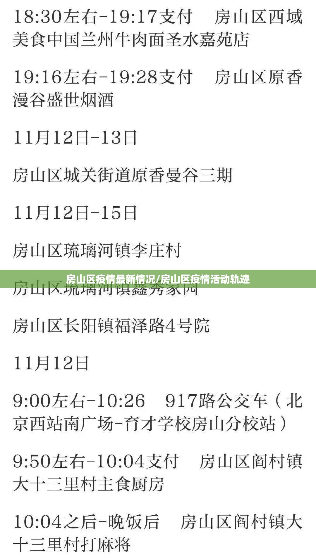 房山区疫情最新情况/房山区疫情活动轨迹