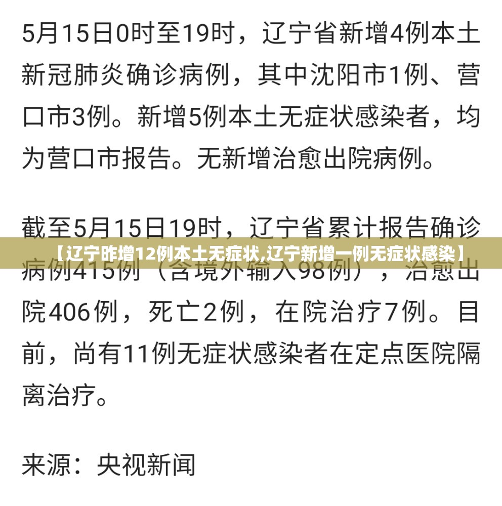 【辽宁昨增12例本土无症状,辽宁新增一例无症状感染】 【辽宁昨增12例本土无症状,辽宁新增一例无症状感染】