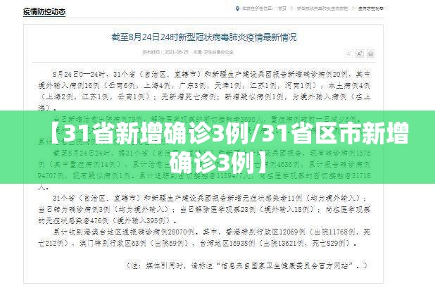 【31省新增确诊3例/31省区市新增确诊3例】 【31省新增确诊3例/31省区市新增确诊3例】