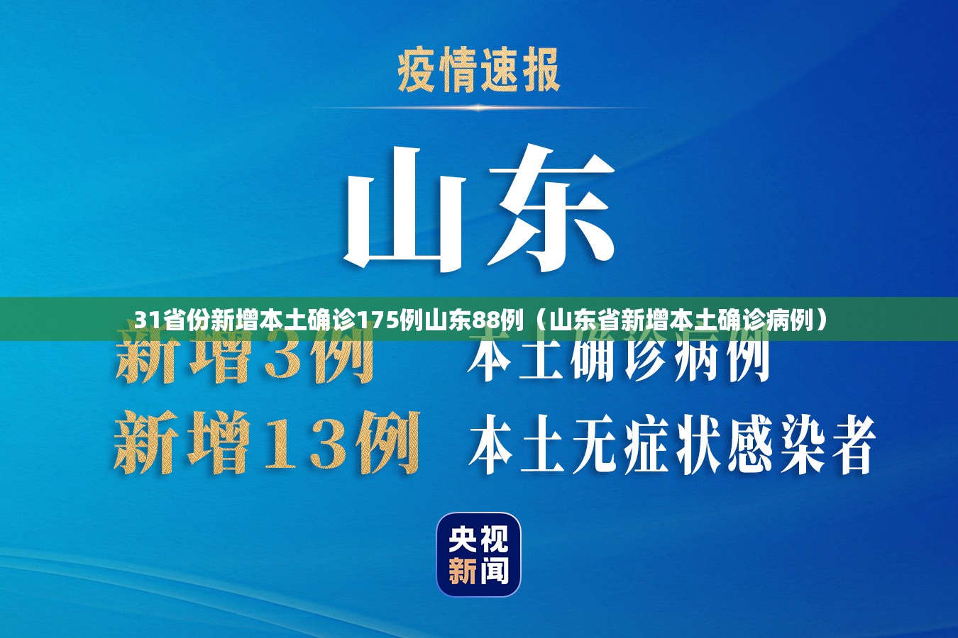 31省份新增本土确诊175例山东88例(山东省新增本土确诊病例) 31省份新增本土确诊175例山东88例(山东省新增本土确诊病例)