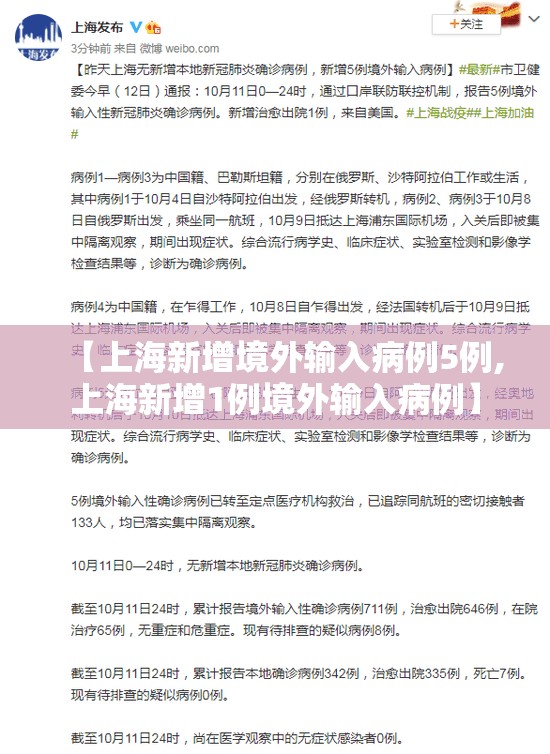 【上海新增境外输入病例5例,上海新增1例境外输入病例】 【上海新增境外输入病例5例,上海新增1例境外输入病例】