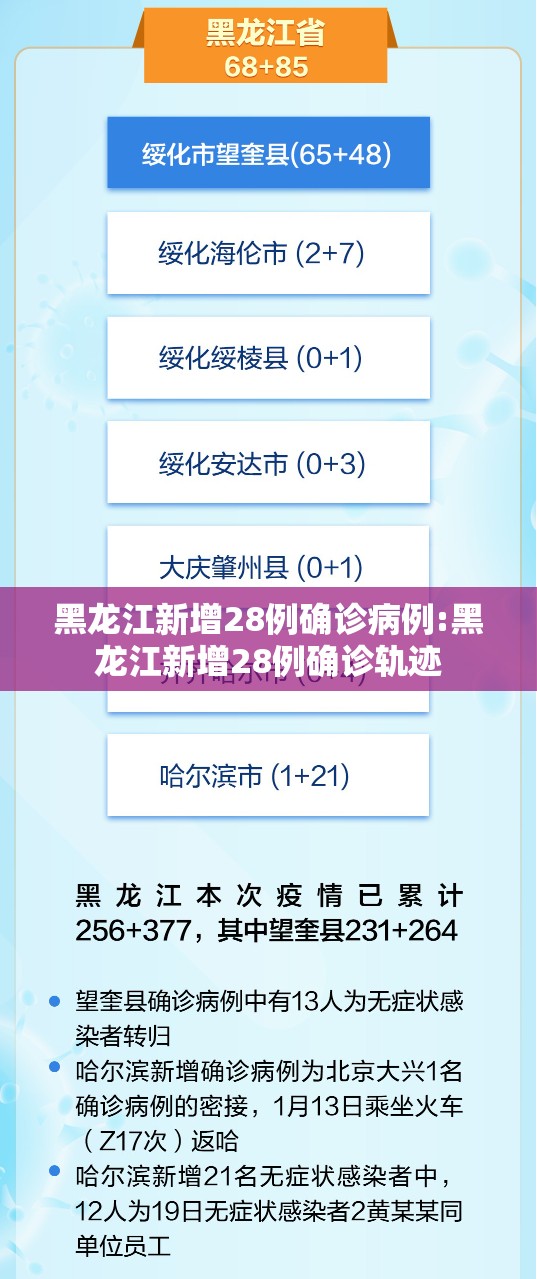 黑龙江新增28例确诊病例:黑龙江新增28例确诊轨迹