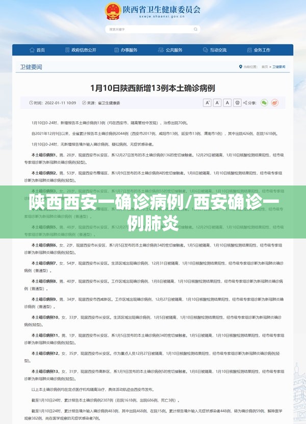陕西西安一确诊病例/西安确诊一例肺炎