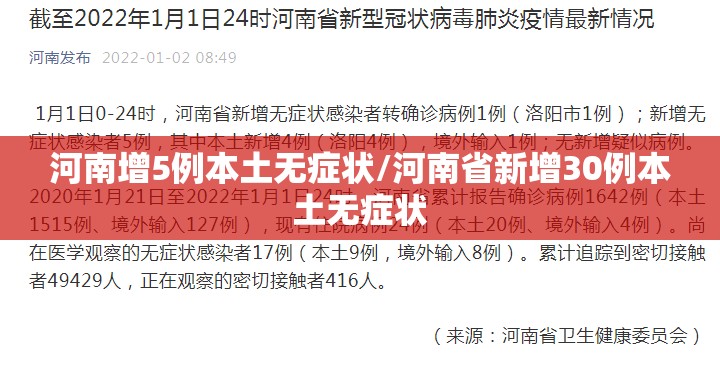 河南增5例本土无症状/河南省新增30例本土无症状