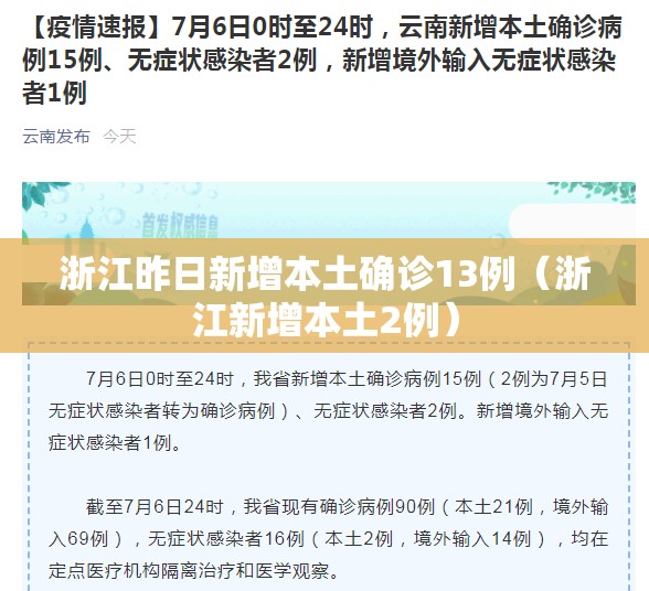 浙江昨日新增本土确诊13例（浙江新增本土2例）