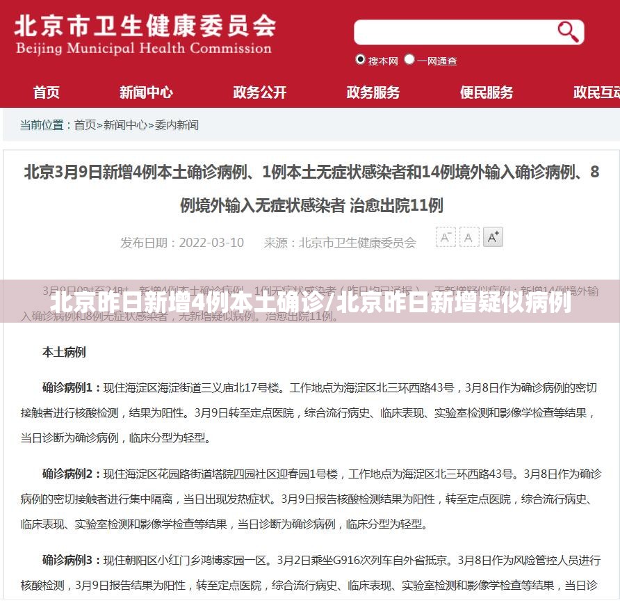 北京昨日新增4例本土确诊/北京昨日新增疑似病例