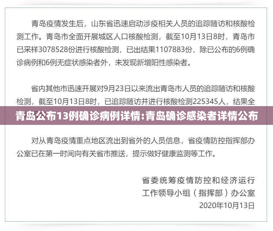 青岛公布13例确诊病例详情:青岛确诊感染者详情公布