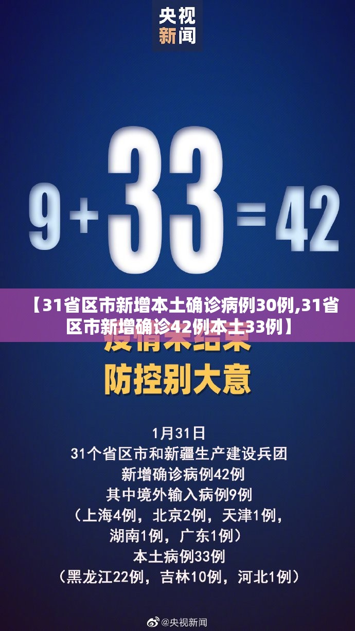 【31省区市新增本土确诊病例30例,31省区市新增确诊42例本土33例】