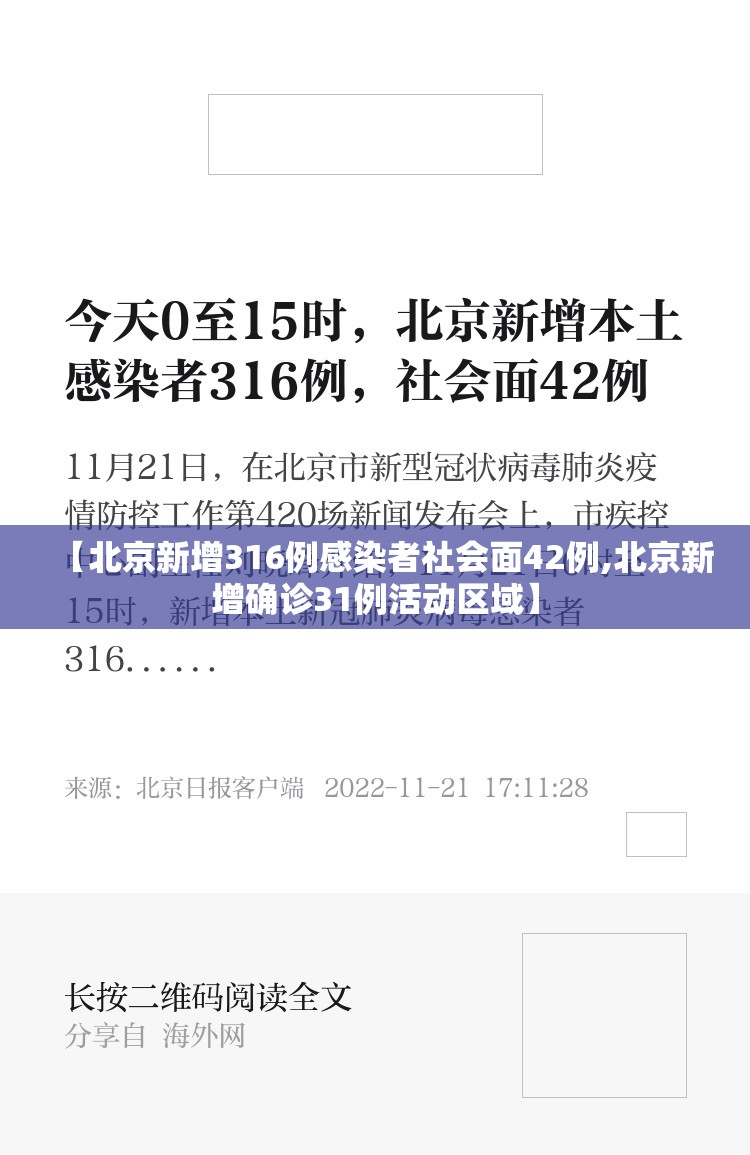 【北京新增316例感染者社会面42例,北京新增确诊31例活动区域】