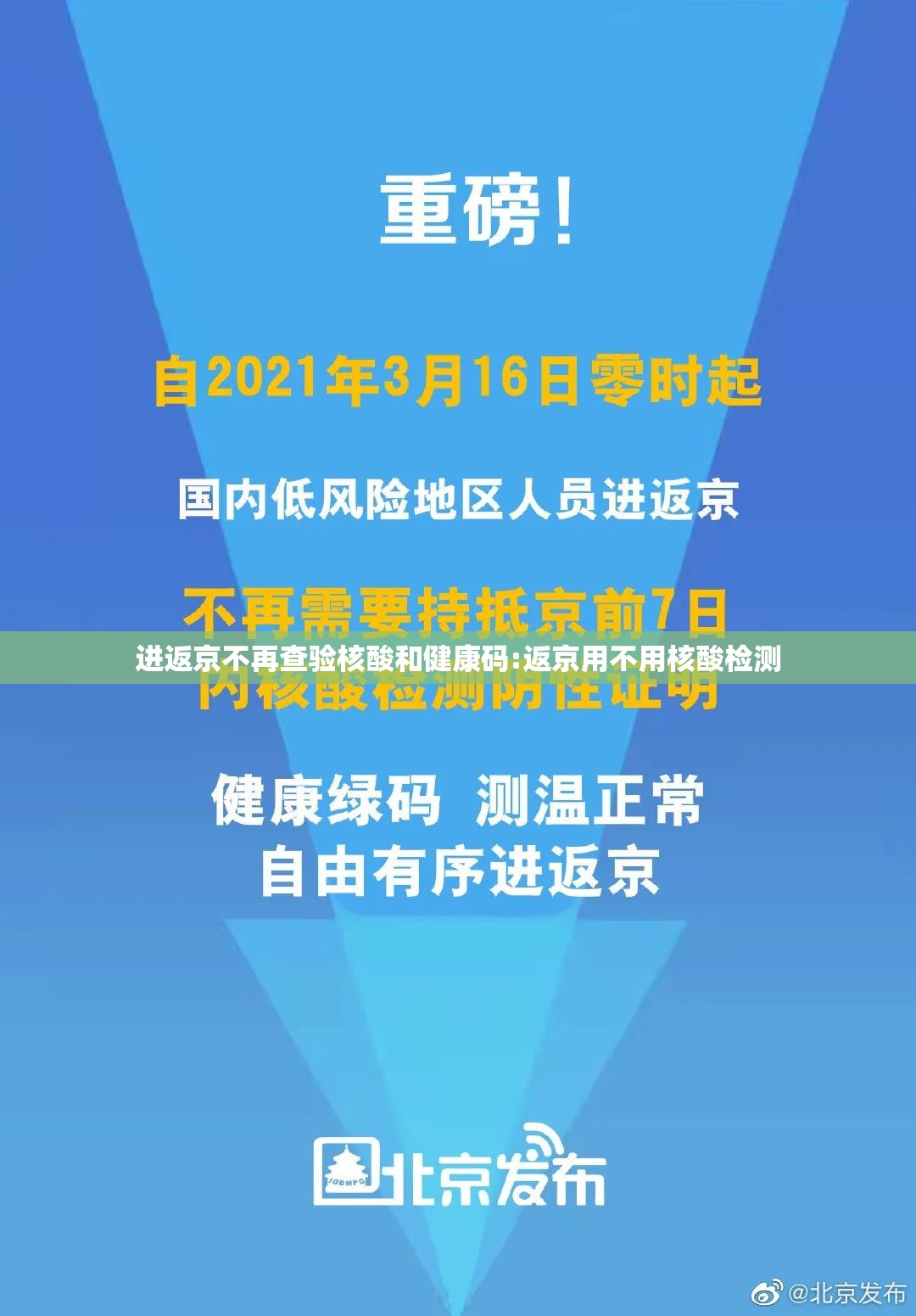 进返京不再查验核酸和健康码:返京用不用核酸检测