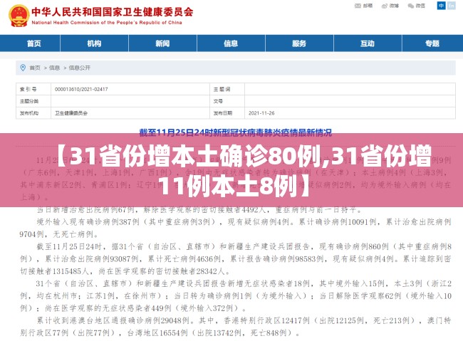 【31省份增本土确诊80例,31省份增11例本土8例】