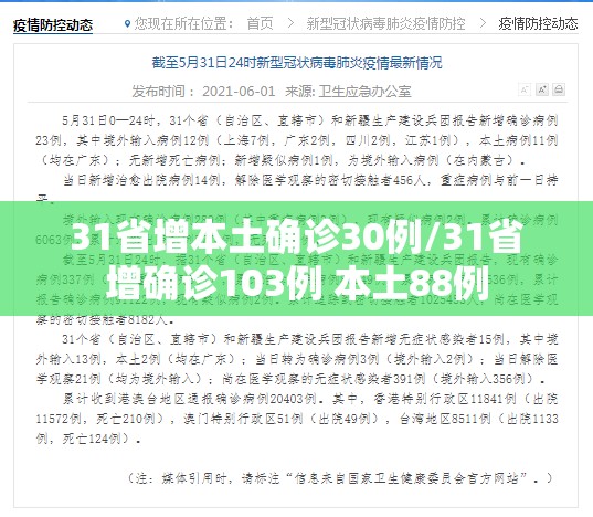 31省增本土确诊30例/31省增确诊103例 本土88例