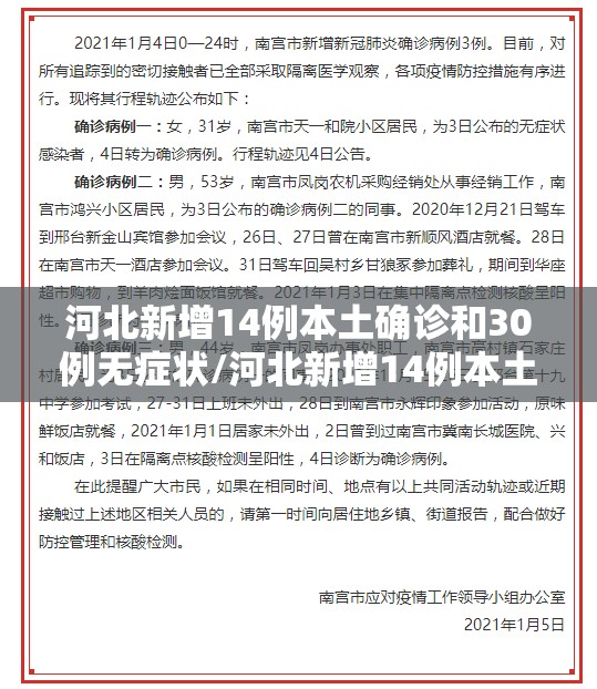 河北新增14例本土确诊和30例无症状/河北新增14例本土确诊和30例无症状感染者