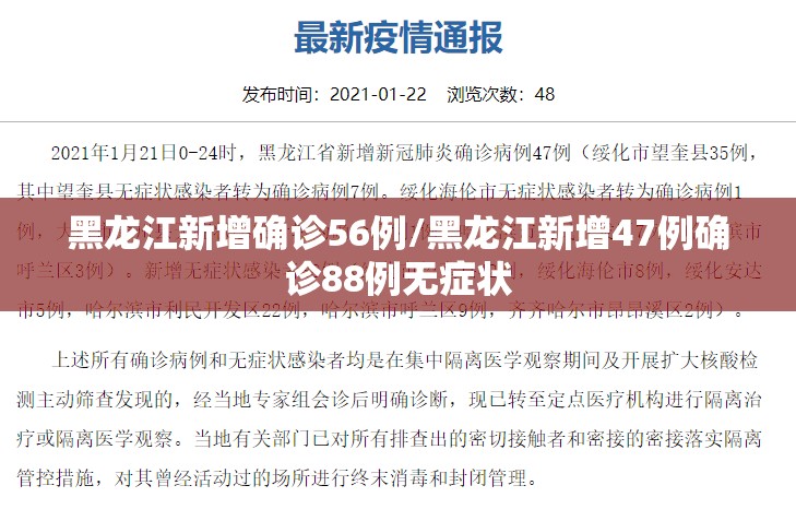 黑龙江新增确诊56例/黑龙江新增47例确诊88例无症状