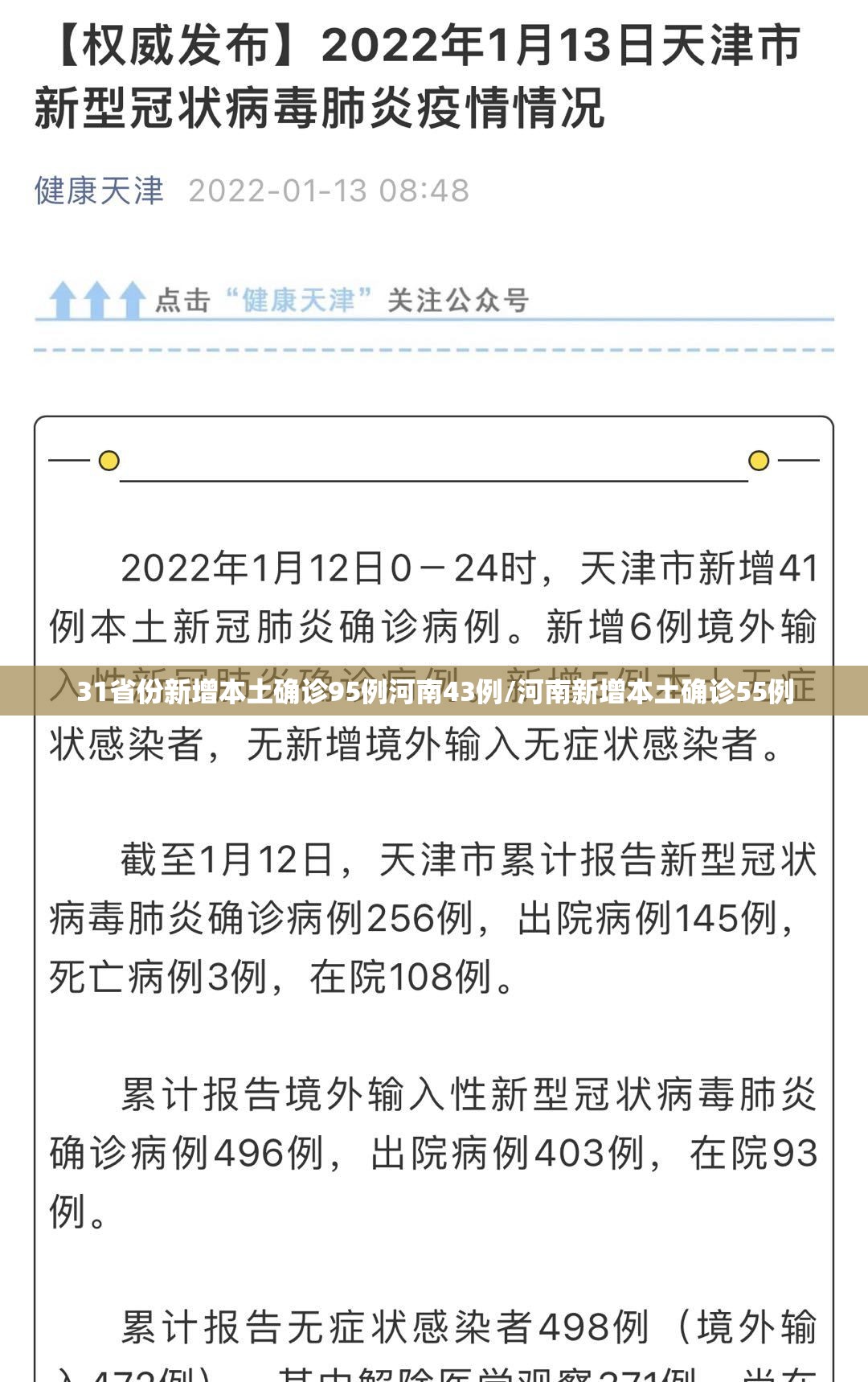 31省份新增本土确诊95例河南43例/河南新增本土确诊55例
