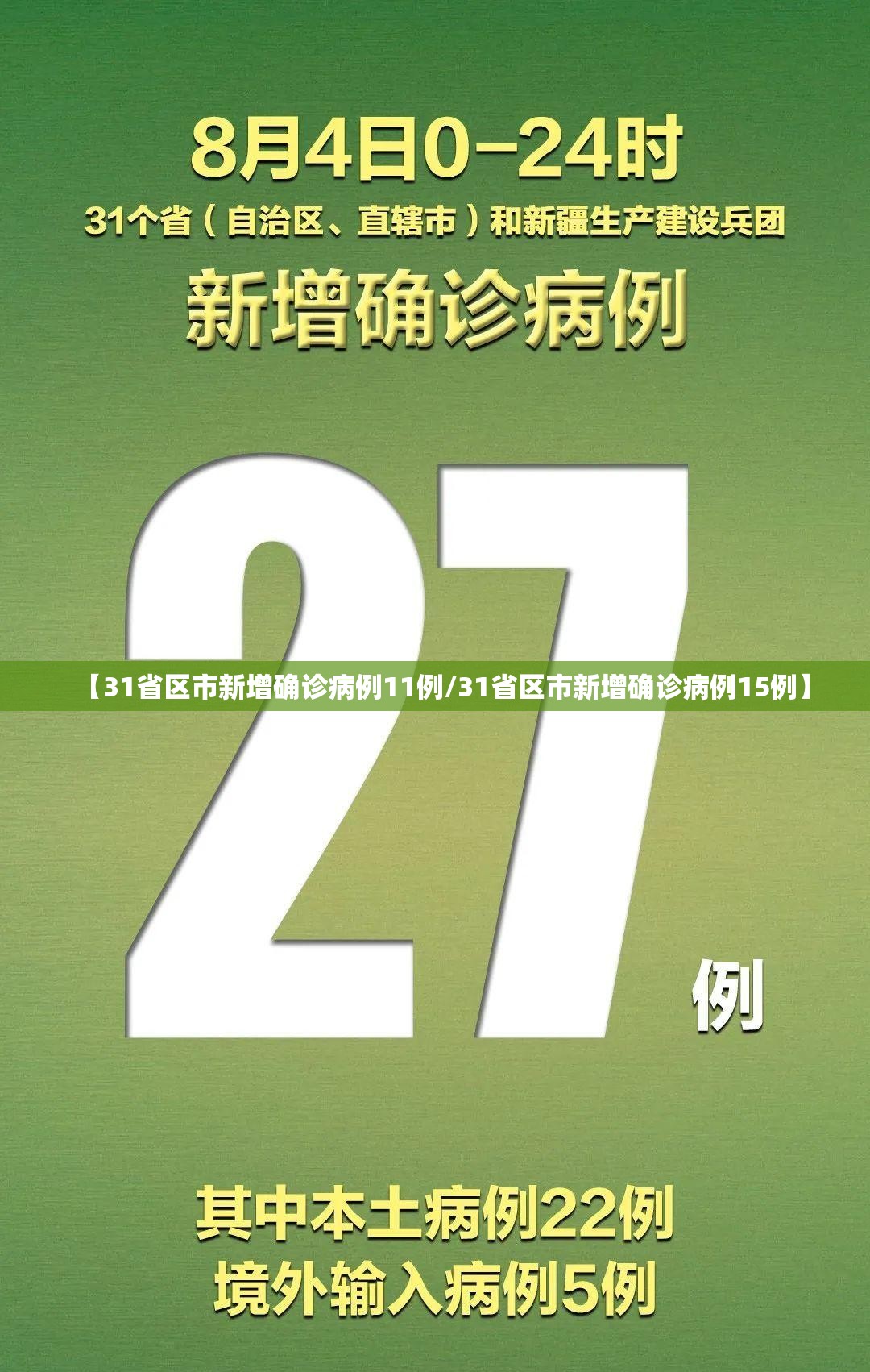 【31省区市新增确诊病例11例/31省区市新增确诊病例15例】 【31省区市新增确诊病例11例/31省区市新增确诊病例15例】