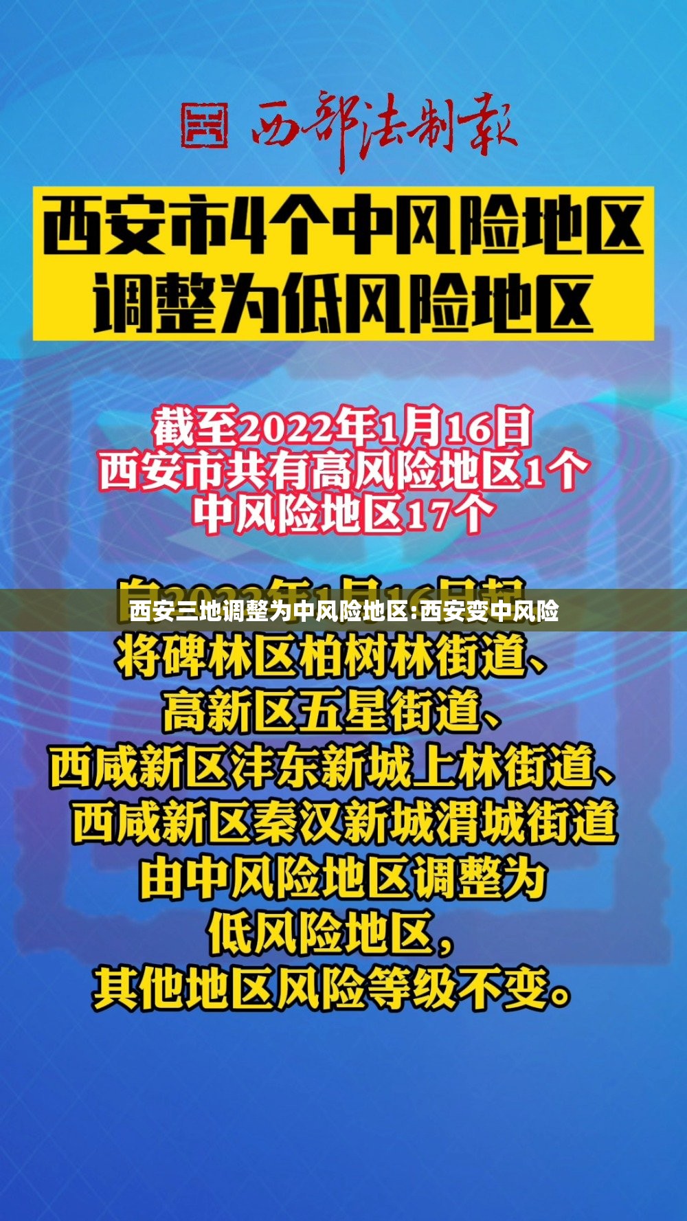 西安三地调整为中风险地区:西安变中风险 西安三地调整为中风险地区:西安变中风险