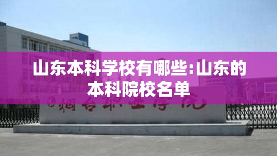 山东本科学校有哪些:山东的本科院校名单