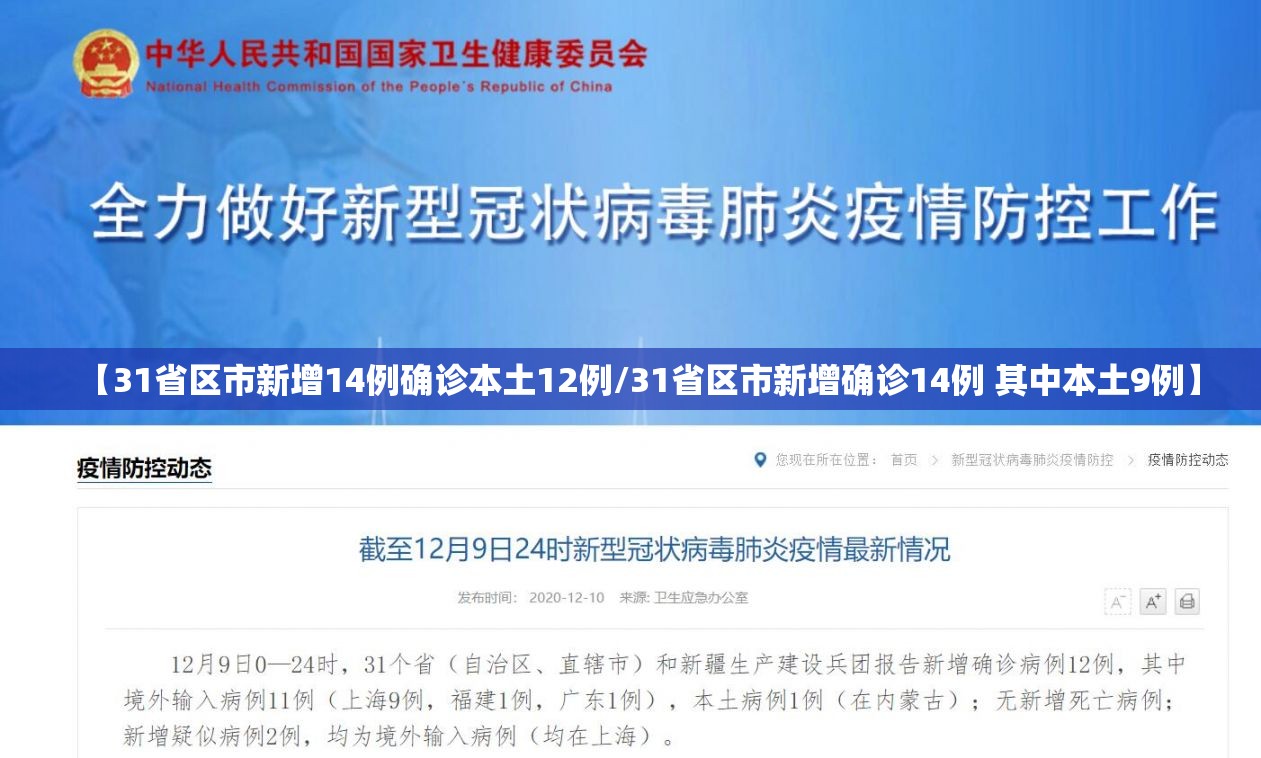 【31省区市新增14例确诊本土12例/31省区市新增确诊14例 其中本土9例】 【31省区市新增14例确诊本土12例/31省区市新增确诊14例 其中本土9例】