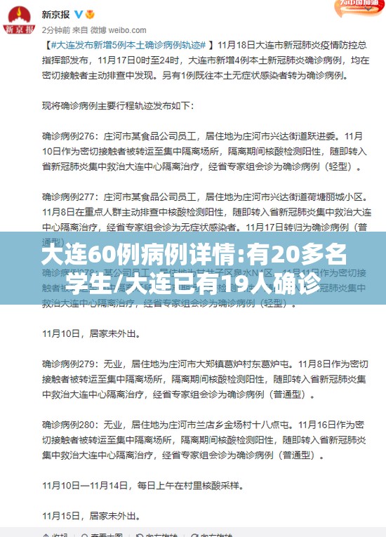 大连60例病例详情:有20多名学生/大连已有19人确诊 大连60例病例详情:有20多名学生/大连已有19人确诊