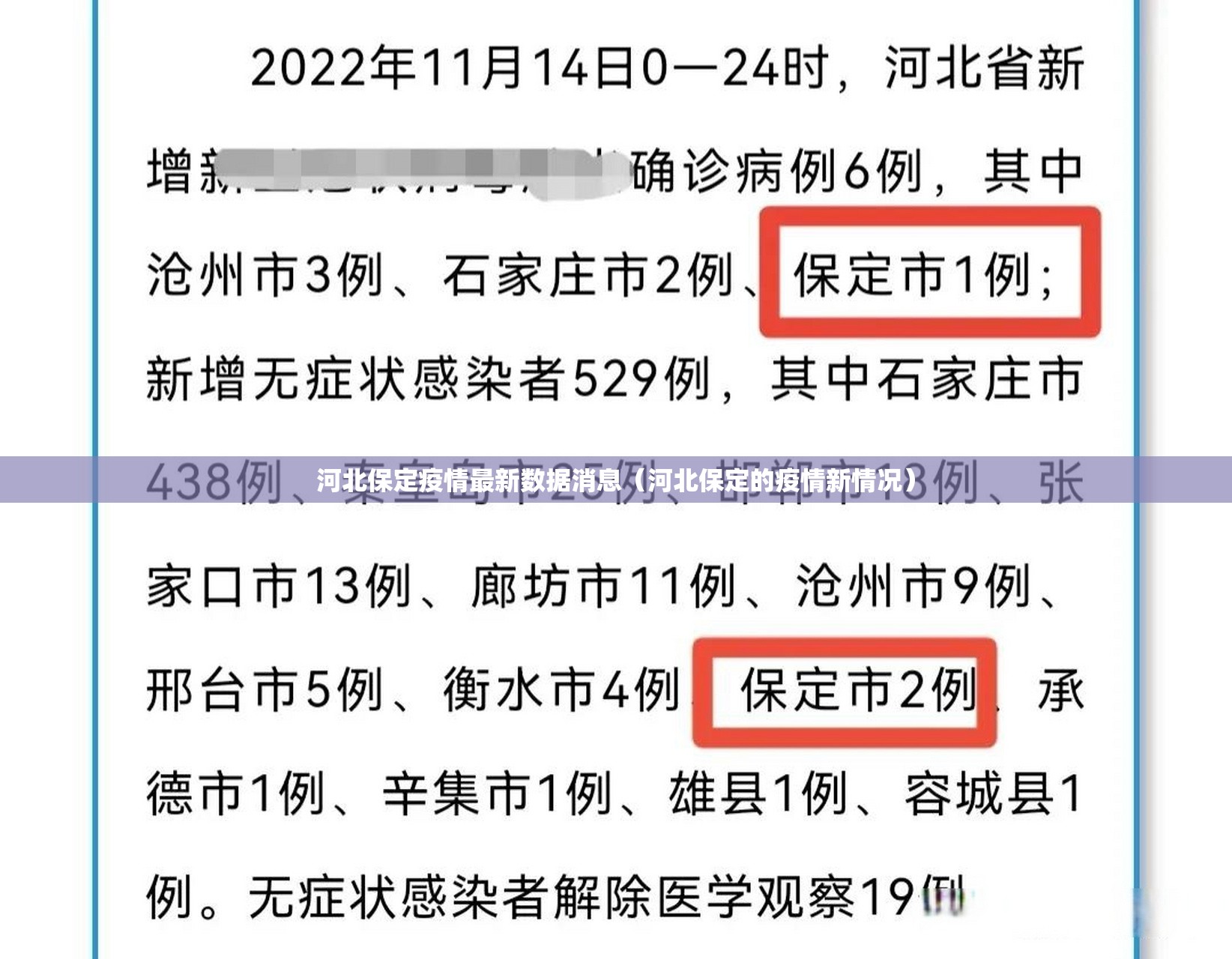河北保定疫情最新数据消息（河北保定的疫情新情况）