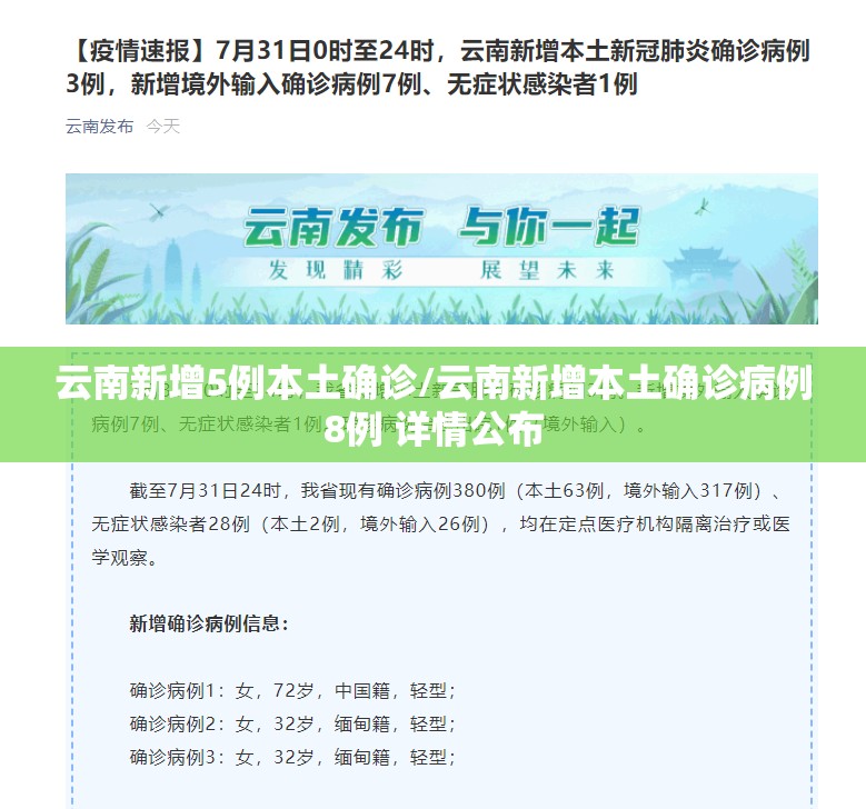 云南新增5例本土确诊/云南新增本土确诊病例8例 详情公布 云南新增5例本土确诊/云南新增本土确诊病例8例 详情公布
