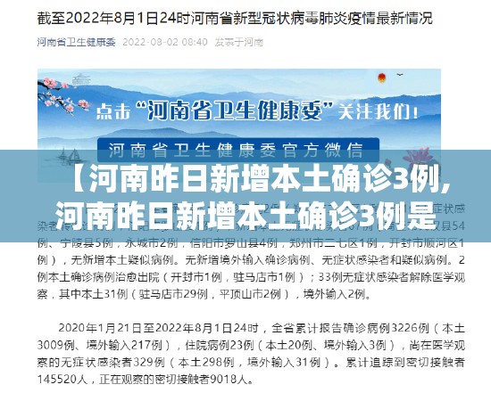 【河南昨日新增本土确诊3例,河南昨日新增本土确诊3例是哪里的】 【河南昨日新增本土确诊3例,河南昨日新增本土确诊3例是哪里的】
