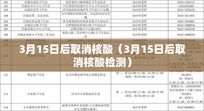 3月15日后取消核酸（3月15日后取消核酸检测）
