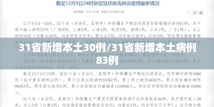 31省新增本土30例/31省新增本土病例83例