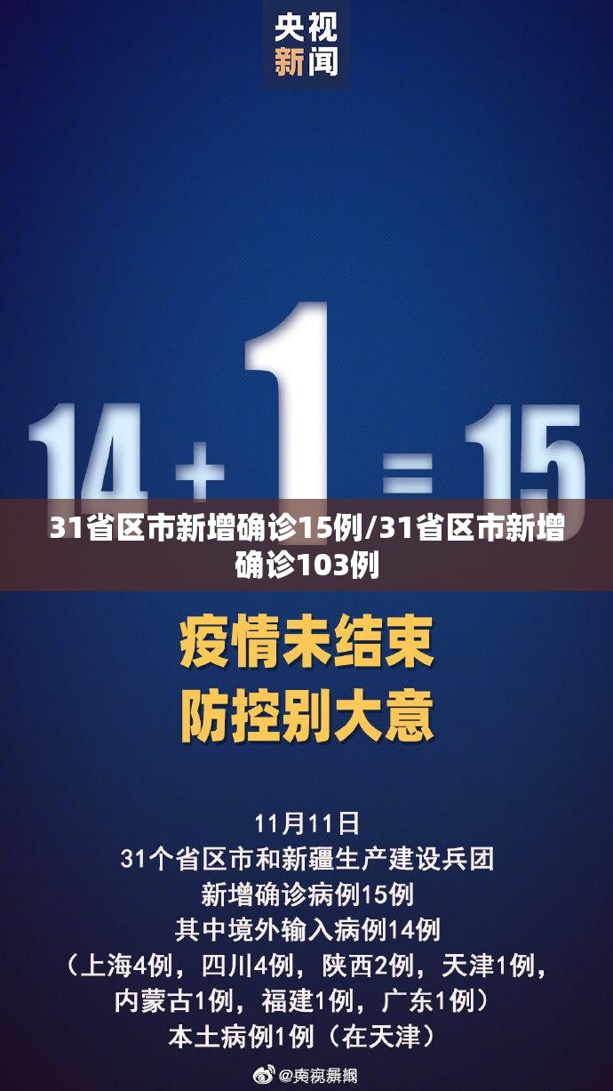 31省区市新增确诊15例/31省区市新增确诊103例