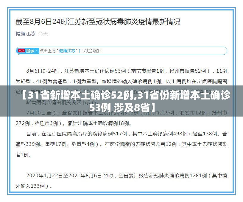【31省新增本土确诊52例,31省份新增本土确诊53例 涉及8省】 【31省新增本土确诊52例,31省份新增本土确诊53例 涉及8省】