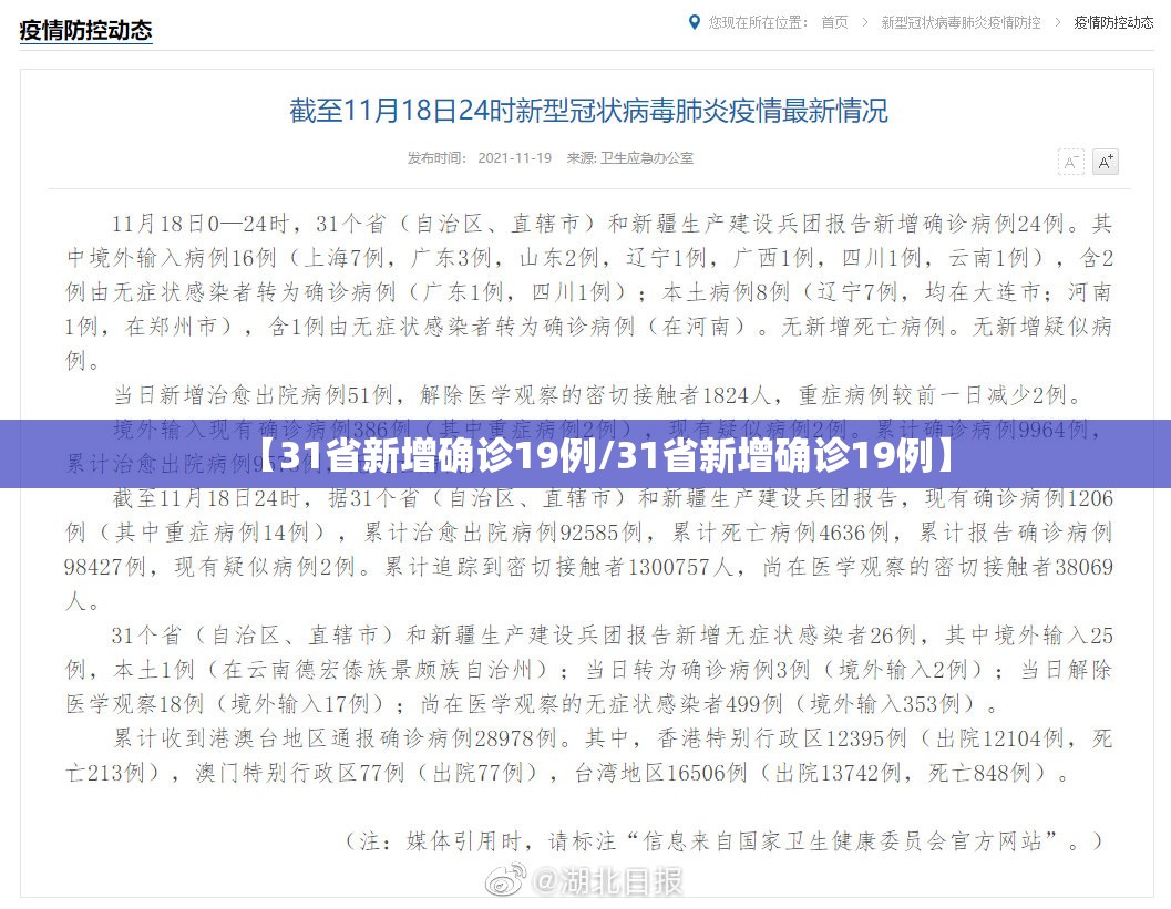 【31省新增确诊19例/31省新增确诊19例】
