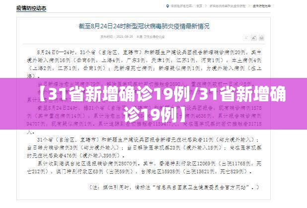 【31省新增确诊19例/31省新增确诊19例】