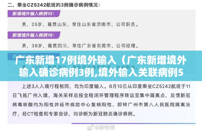 广东新增17例境外输入（广东新增境外输入确诊病例3例,境外输入关联病例5例）