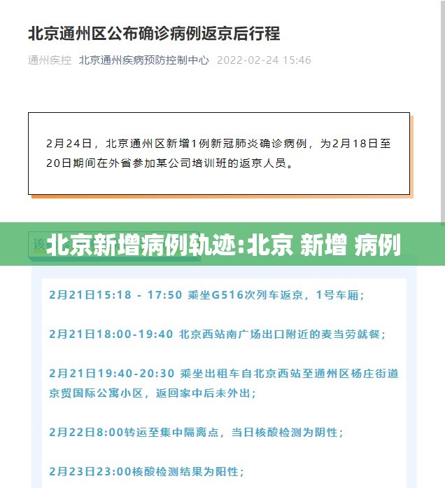 北京新增病例轨迹:北京 新增 病例